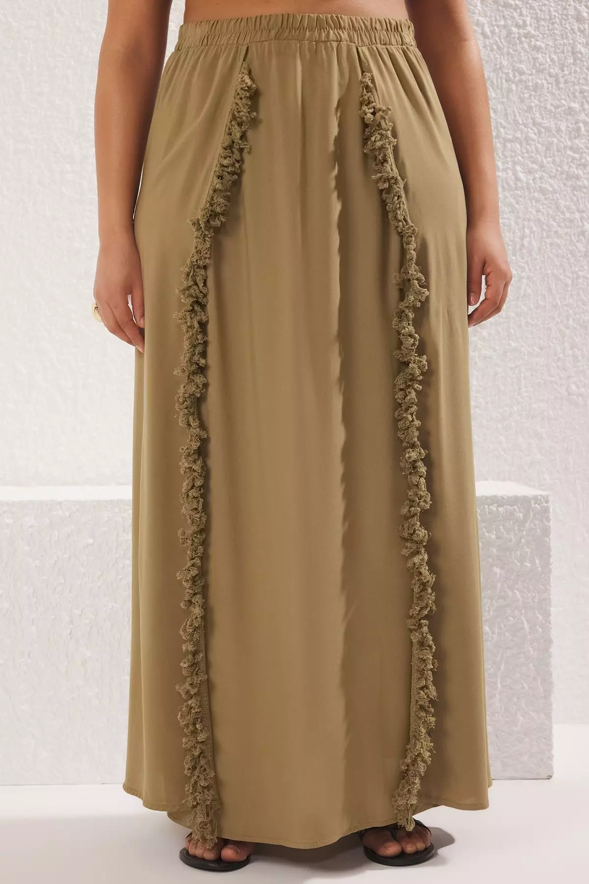 Plus Size Fringe Beach Maxi Skirt