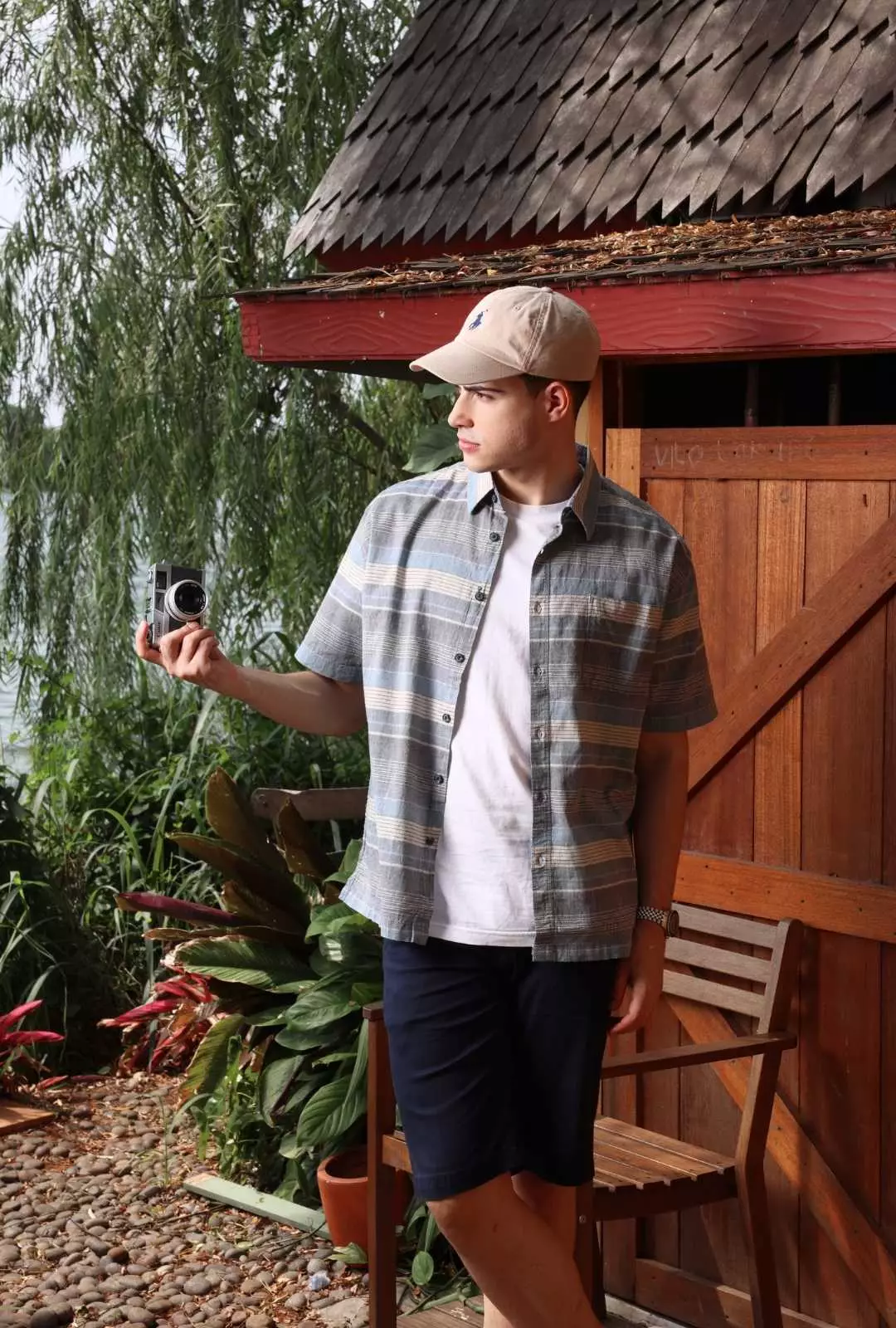 POLICE Kemeja Salur Printing Biru Regular Fit Pria