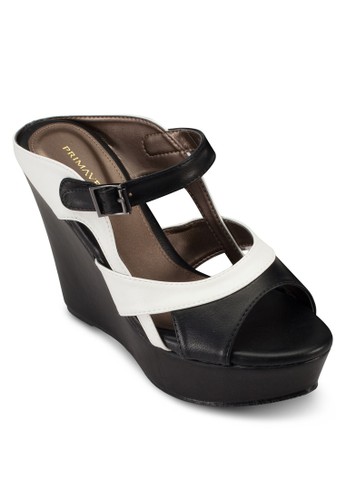 Zozalora時尚購物網的koumi koumiuk 撞色楔型跟涼鞋, 女鞋, 鞋