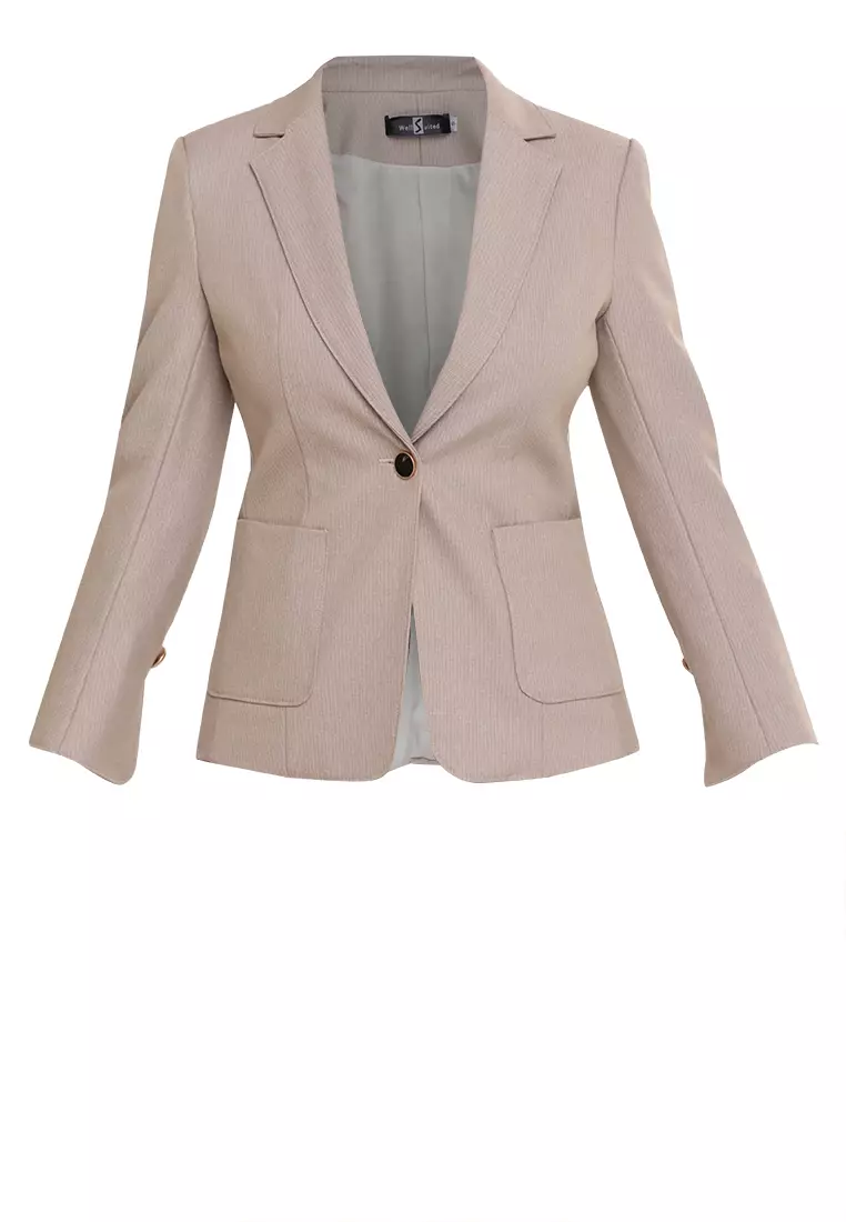 Split Cuff Textured Suit Blazer