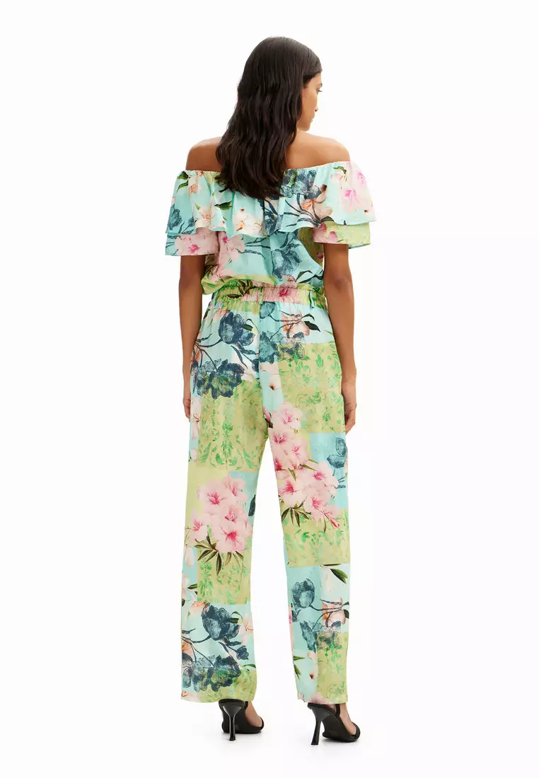 Desigual Woman Long flower patchwork trousers.