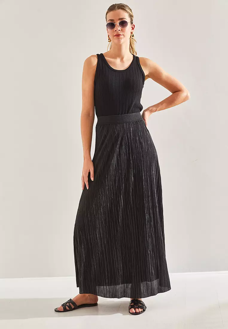 Lurex Elastic Maxi Skirt