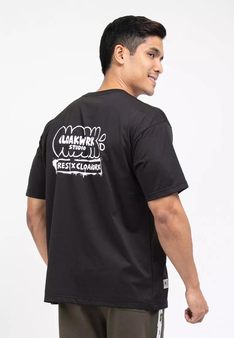 Forest X Shinchan Cloakwork Heavy Weight Cotton Boxy-Cut Round Neck T Shirt Men | Baju T shirt Lelaki - FC20045 -01Black