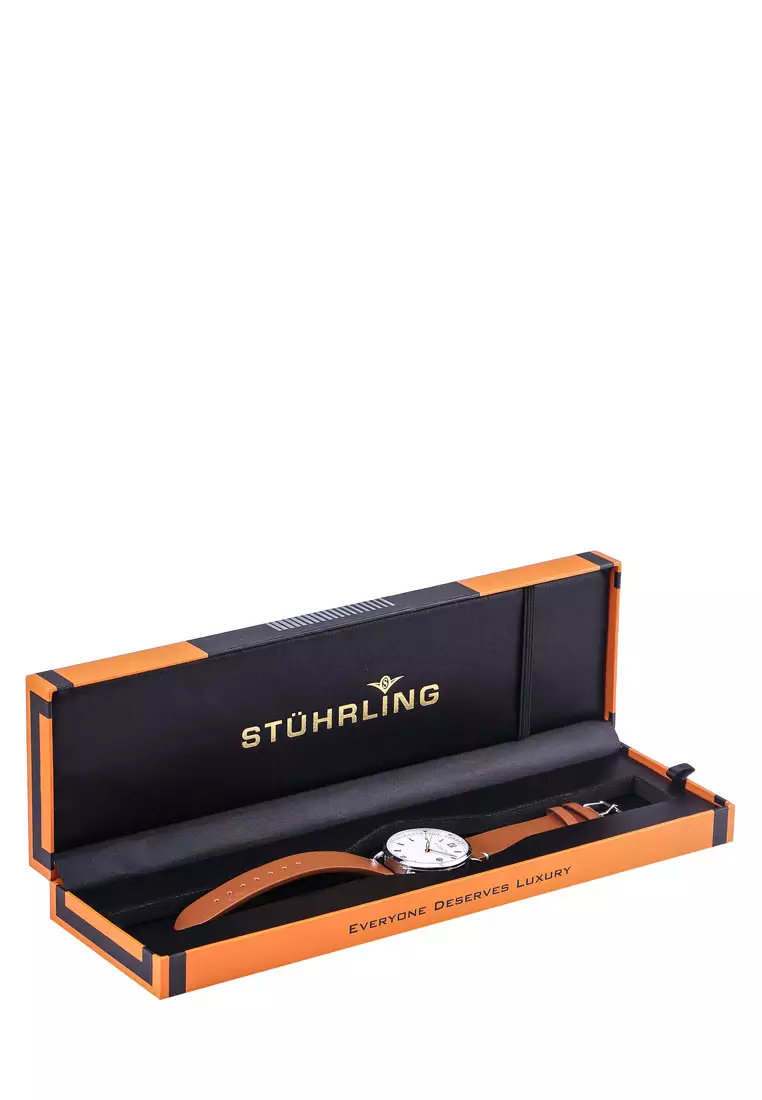 Stuhrling Original 3901 Quartz Leather Strap Watch 2023