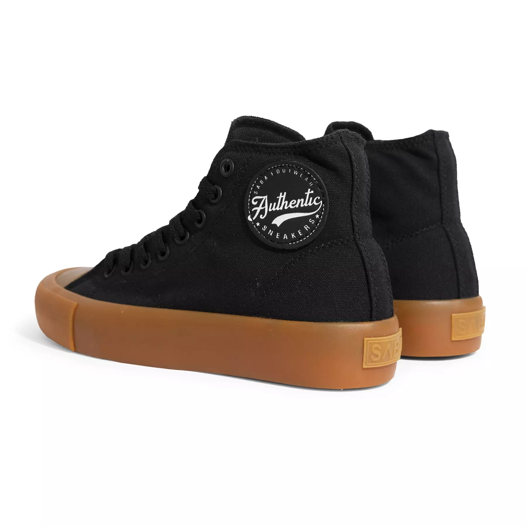 SABA Vintage High All Black Gum - Sepatu Sneakers Casual Pria Wanita