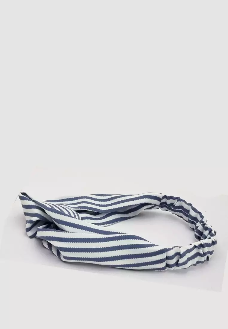 Curvey Lines Twisted Style Headband Blue