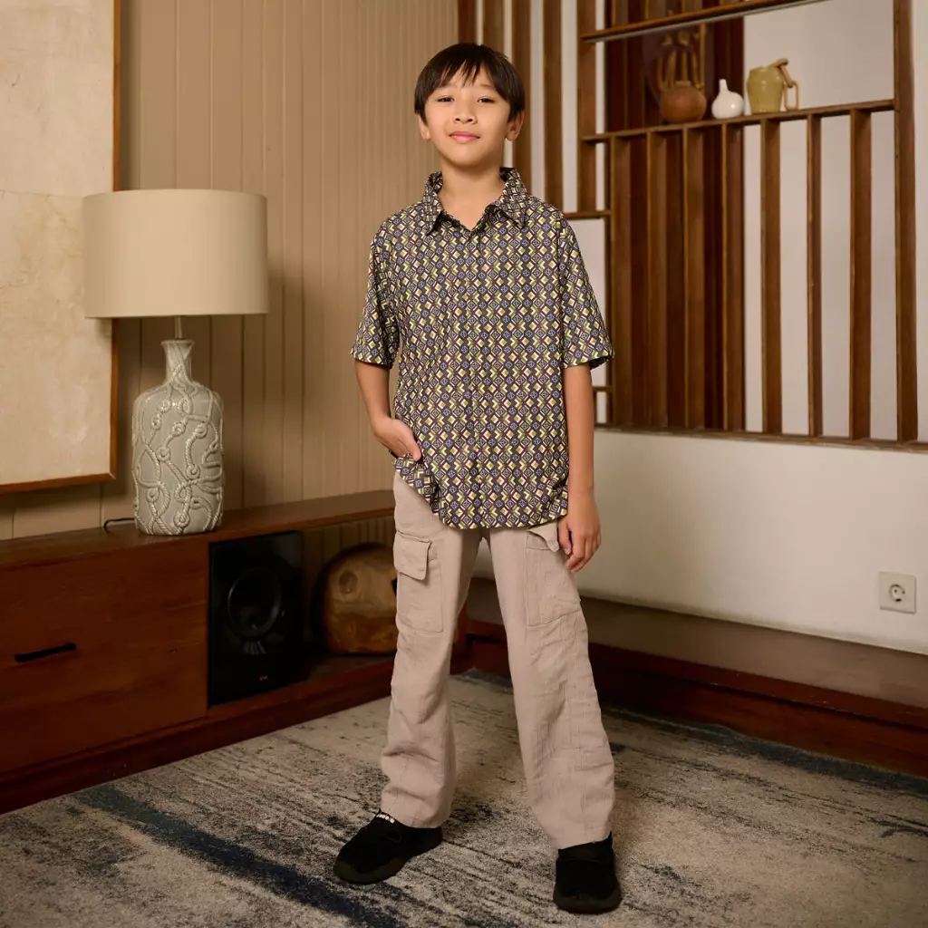 [New Collection] ZM Zaskia Mecca - Myoo Navy Kemeja Anak - Monogram Rupa | Ramadhan Series