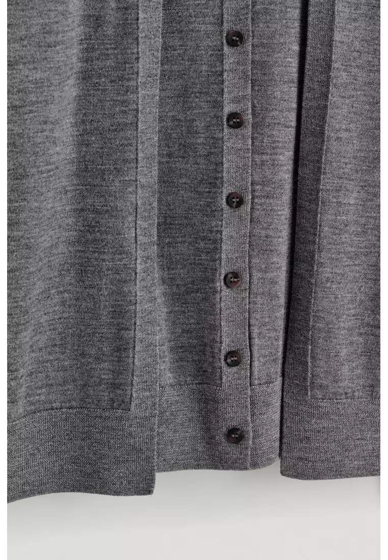 LAYERED MERINO WOOL HIGH-NECK CARDIGAN
