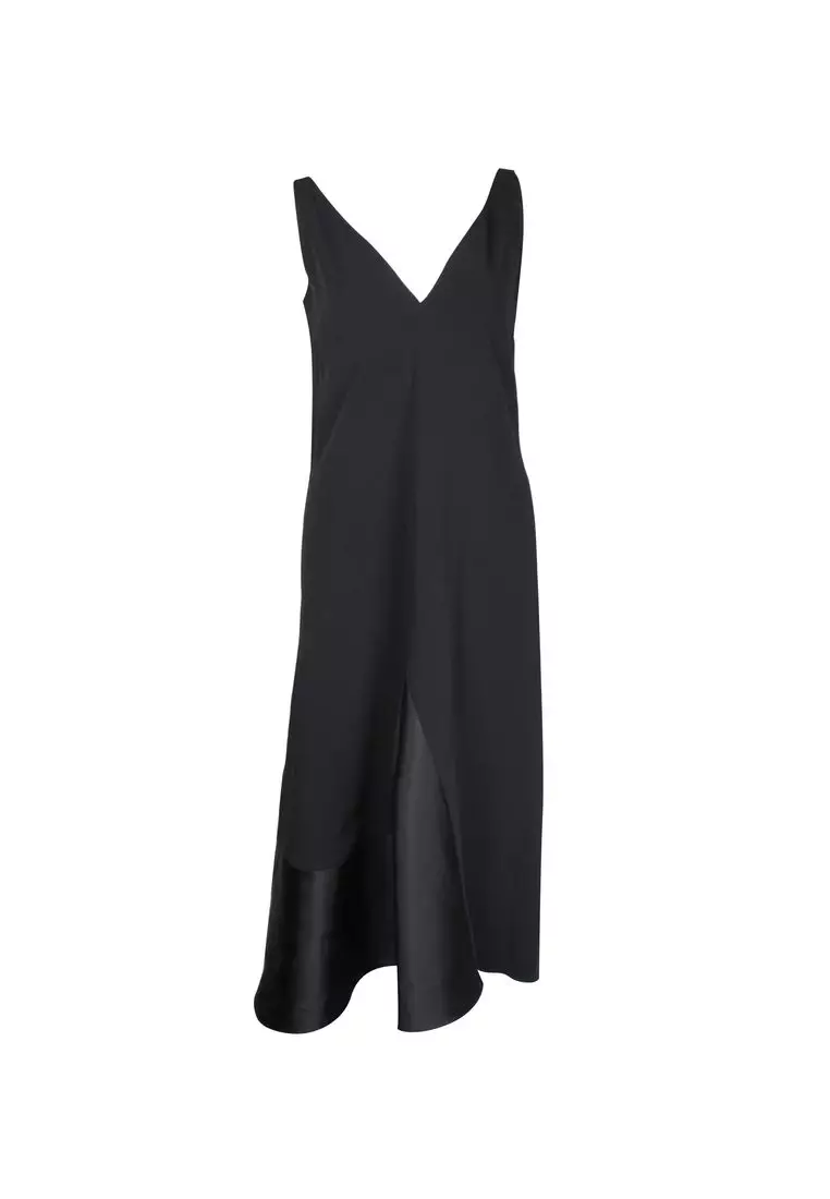 black silk wedding dress Stella McCartney Asymmetric Off-Shoulder Silk Dress — Black – Elara Ivy Co main image 0