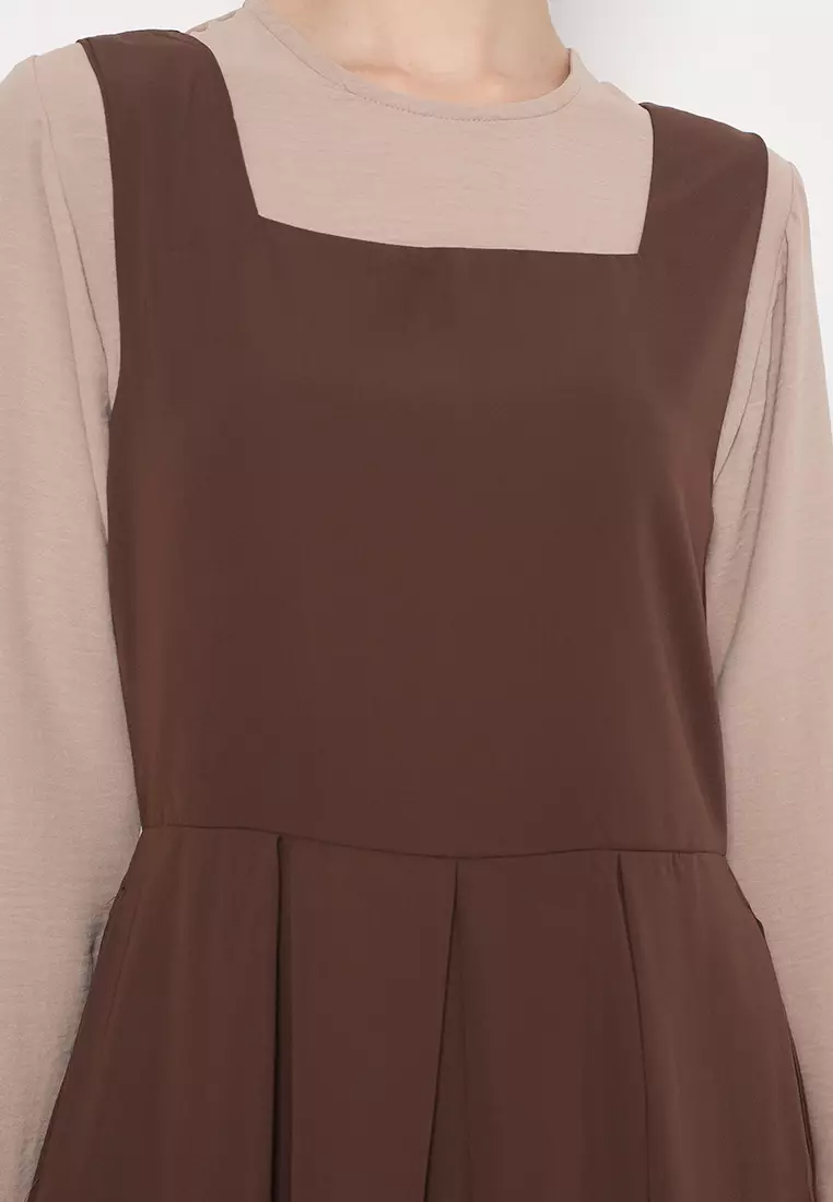 Alisha Overall Dress  Dark Brown