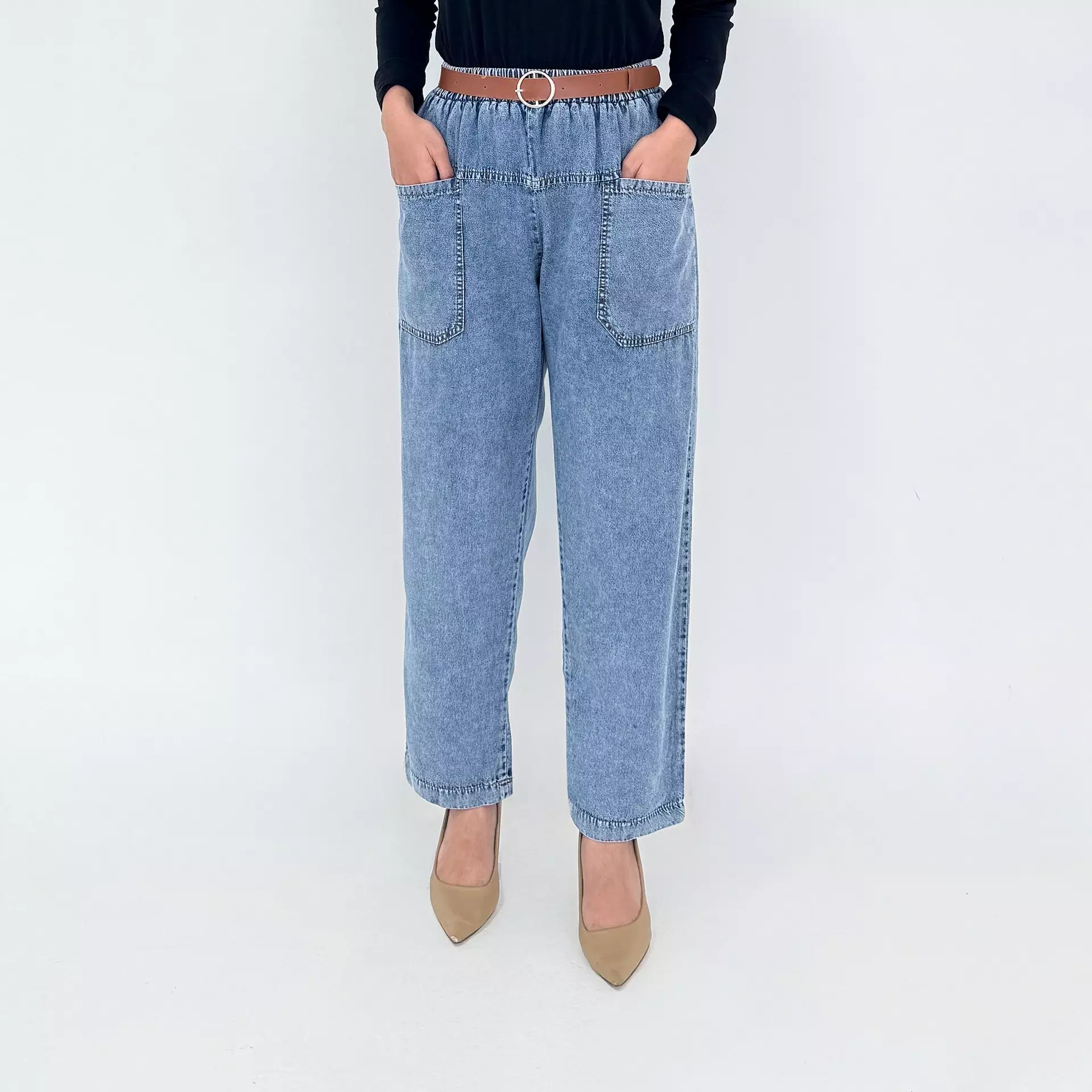 IZZA BAGGY DENIM PANTS Celana Panjang Soft Jeans Wanita