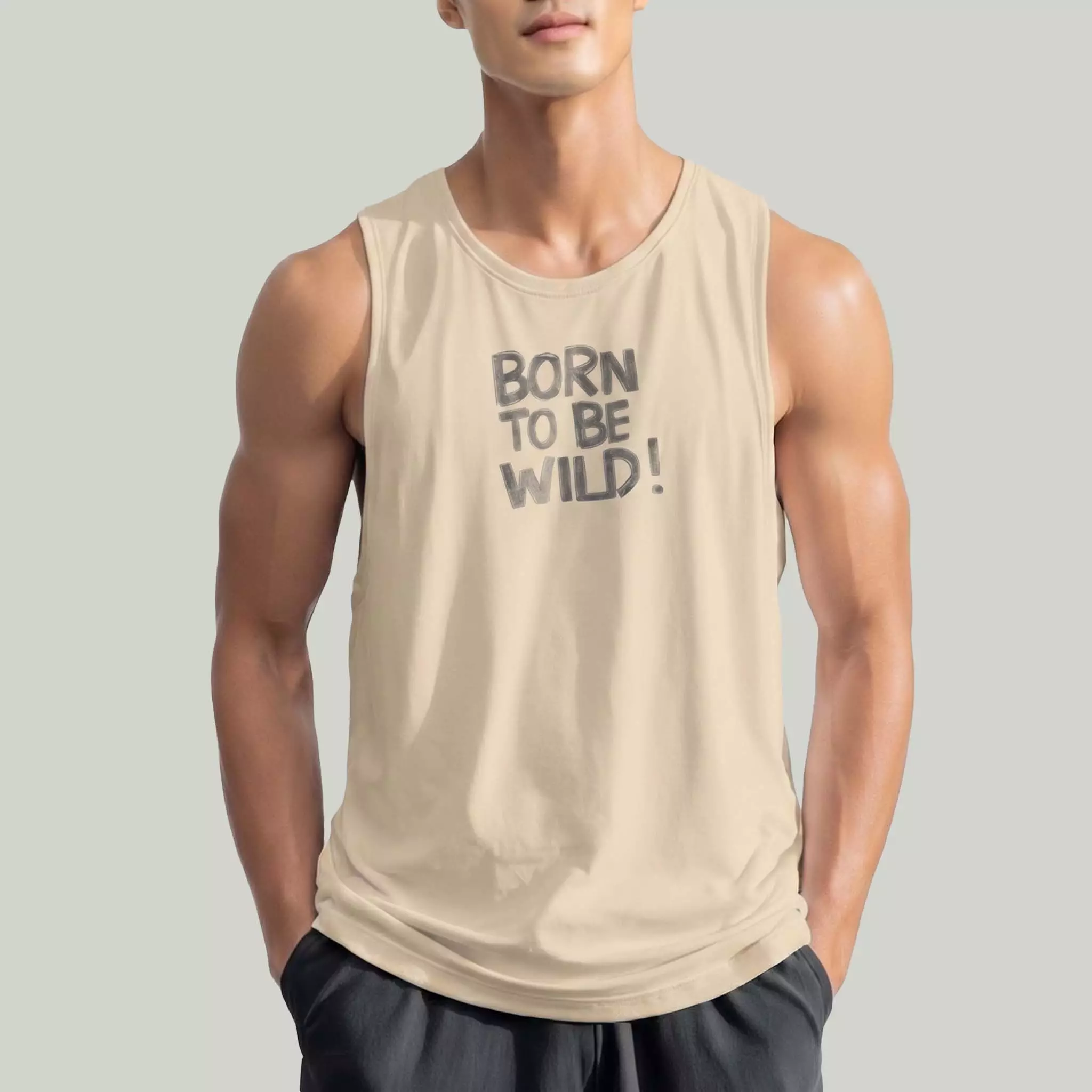 THIRDDAY Kaos Lekbong Singlet Pria "born to be wild" cream MUA19