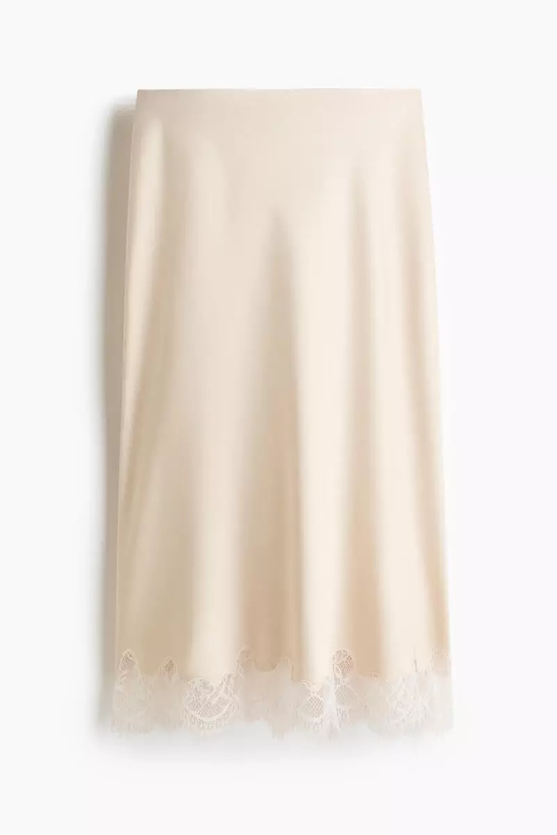 Lace-trimmed slip skirt