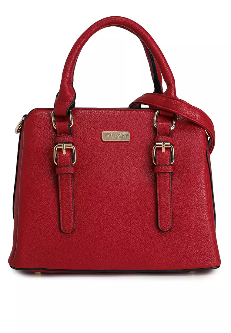 Pebbled Multi-Compartment Top Handle Bag