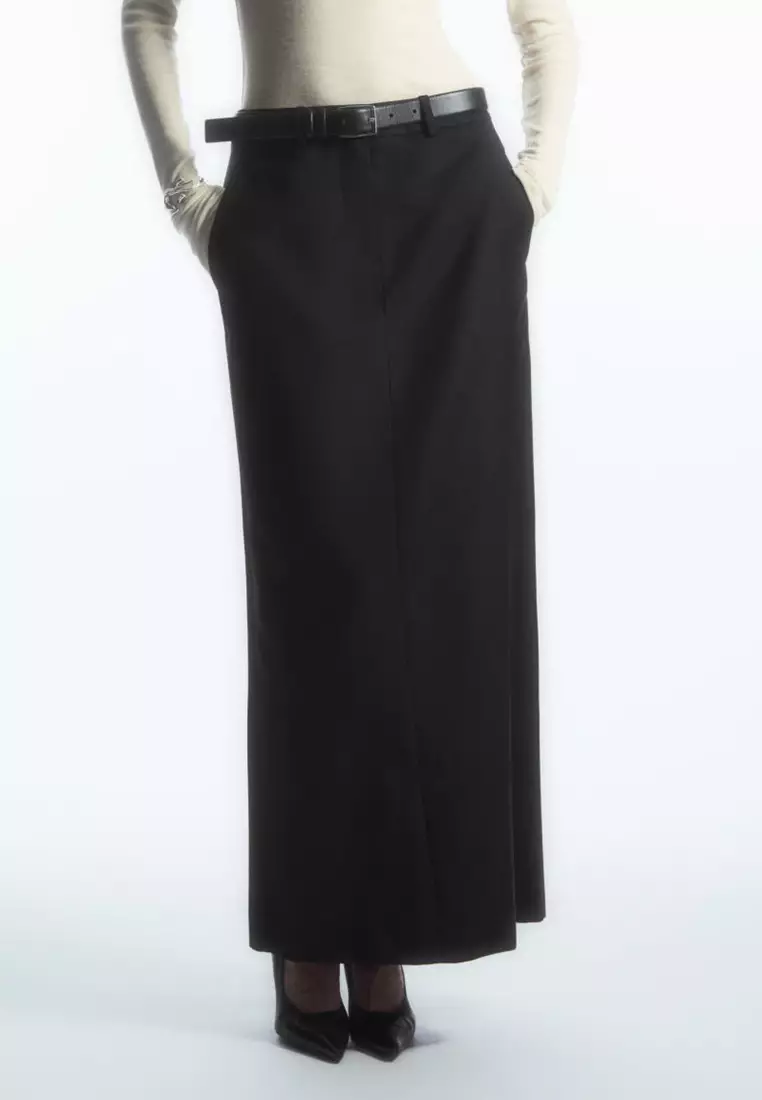 Wool Column Maxi Skirt