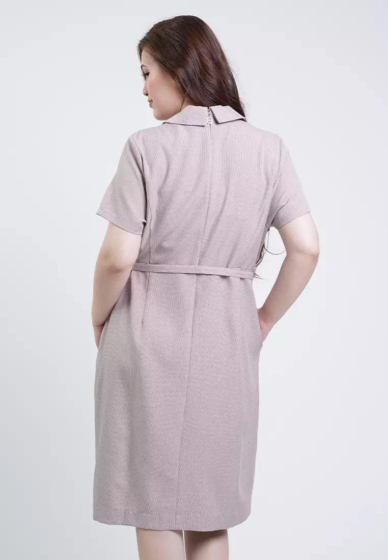 Milly Plus Size Anna Pleated Belted Wrap Sheath Dress