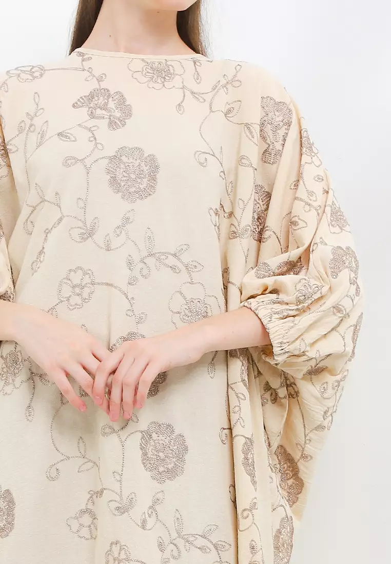 Gold Emb Linen Kaftan