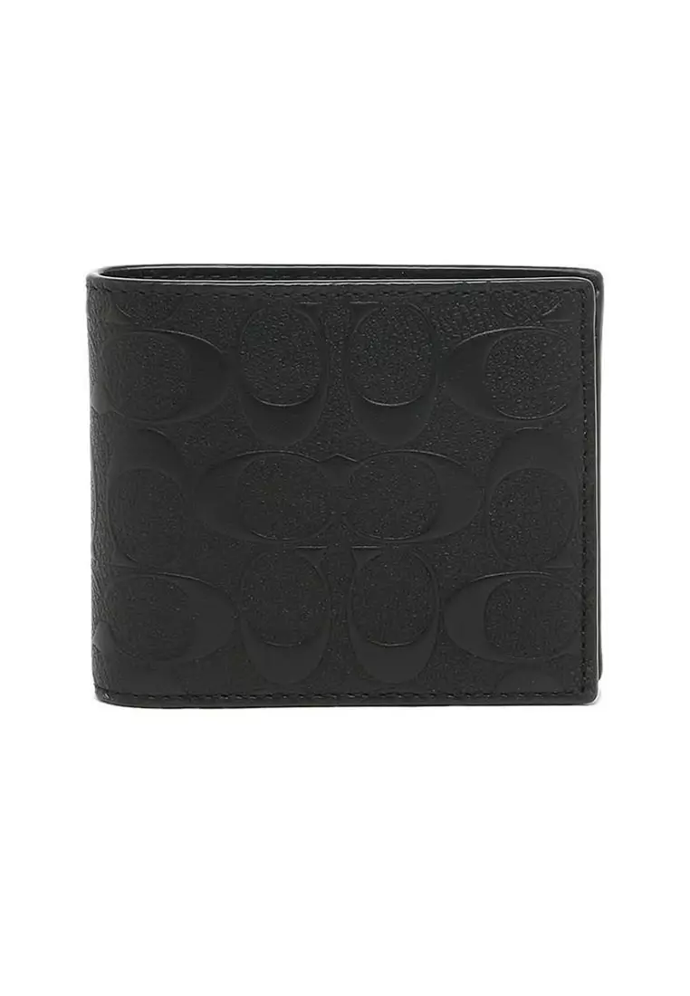 Buy Coach Coach Compact ID Wallet In Signature Cross grain Leather