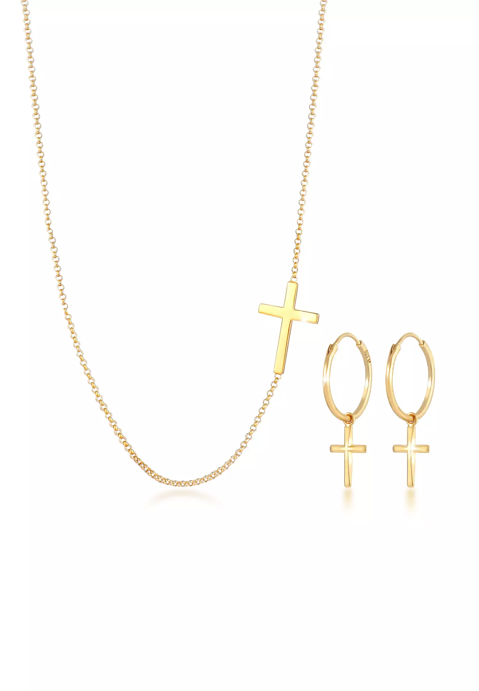Jewelry Set Woman Set Cross Religion Faith Gold Plated
