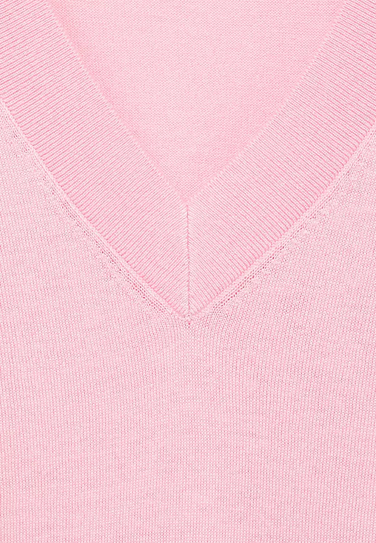 Fine-Knit V-Neck Sweater