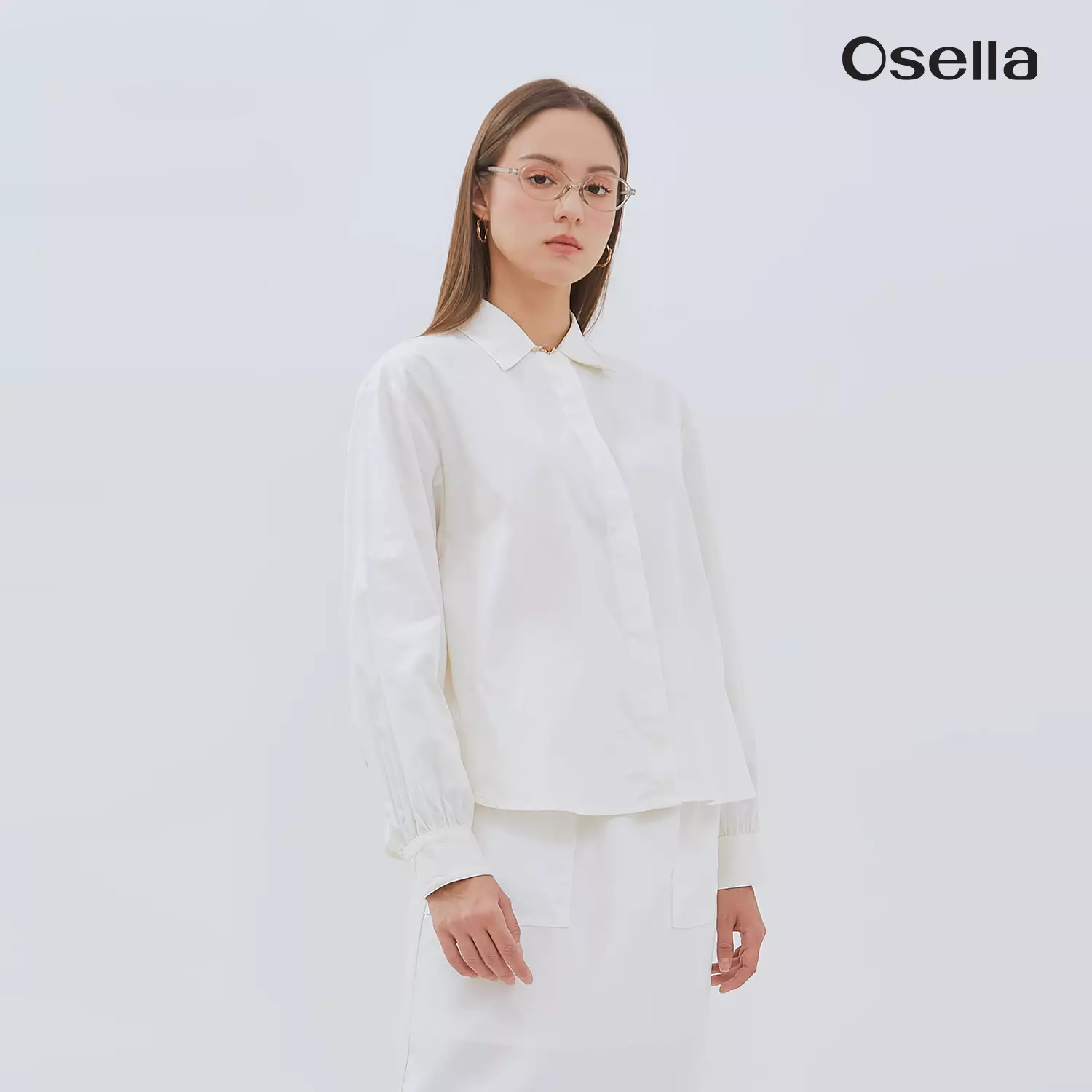 Osella Vena Puffy Sleeve Shirt With Statement Button 2137660201 | Atasan Wanita Lengan Panjang
