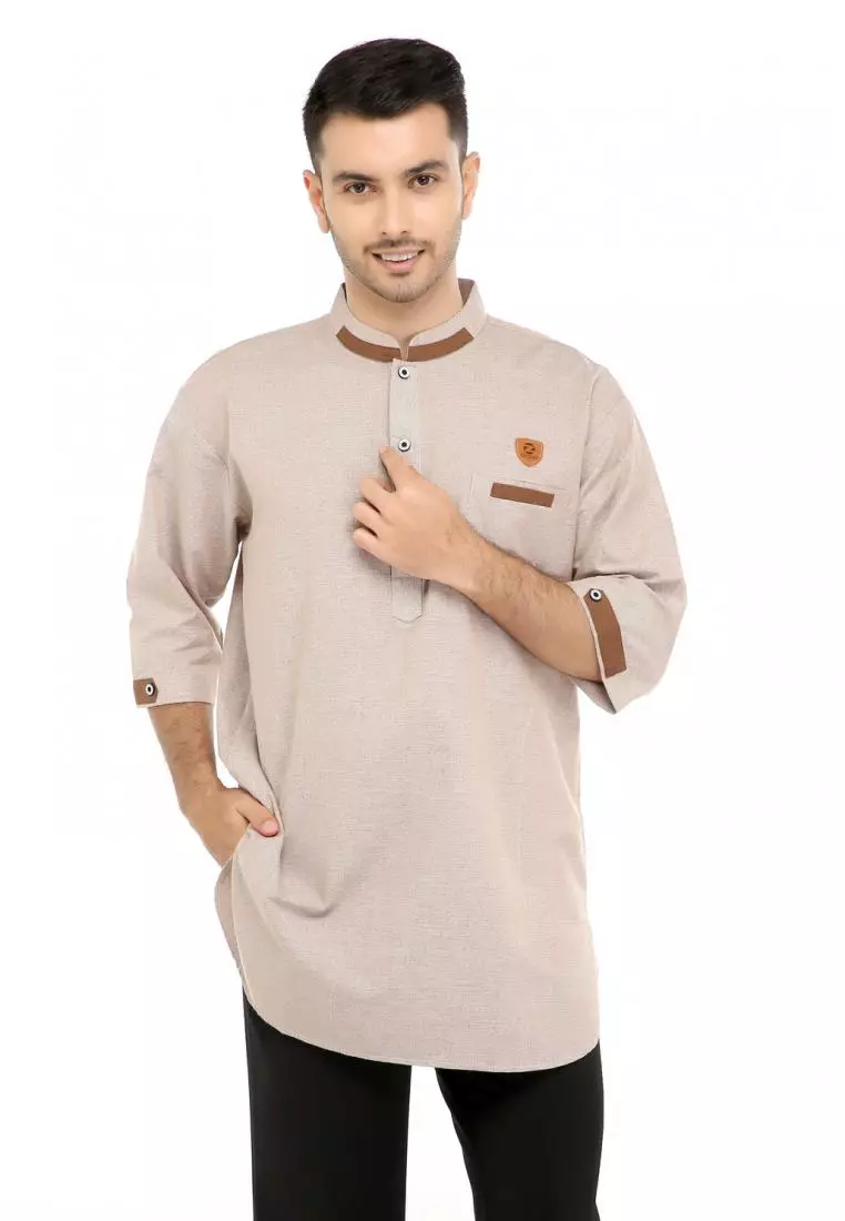 Baju Koko Gamis Muslim Pria Abyan - Cream