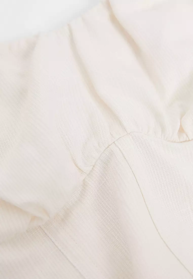 Fitted Smocked Back Corset Blouse