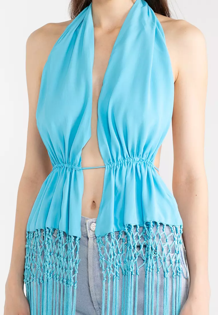 新品未使用　ZARA 2025年 FX FR CT 14 ZARA Fringed Top With Open Back 2025 | Buy ZARA Online