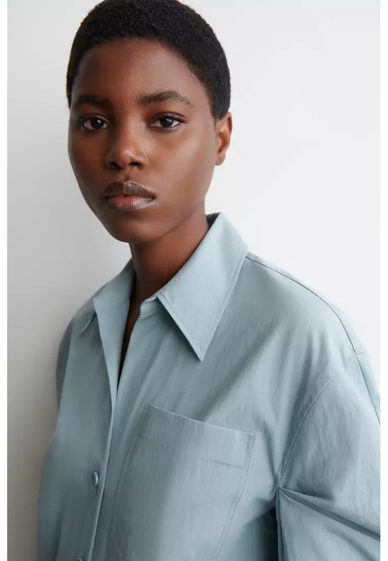 CURVED-SLEEVE COTTON SHIRT