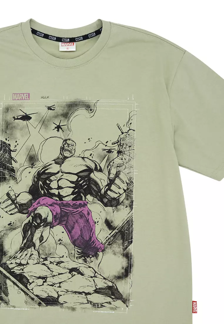 Licensed Mens Graphic Oversize T-Shirt "Incredible Hulk Sketch"
