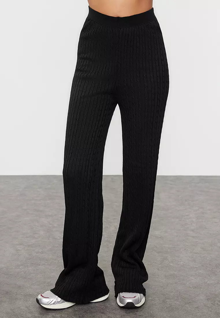 Black Zippered Knitwear Bottom-Top Set TWOAW25AU00059