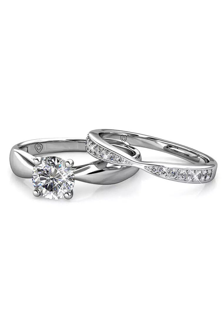 Her Jewellery Prestige Ring White Gold Luxury Crystal Embellishments plated with 18K Gold