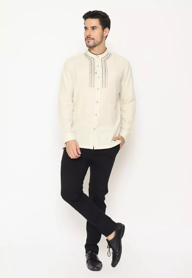 MAGINOT ALTAIR CREAM BORDIR Koko Slim Fit Lengan Panjang
