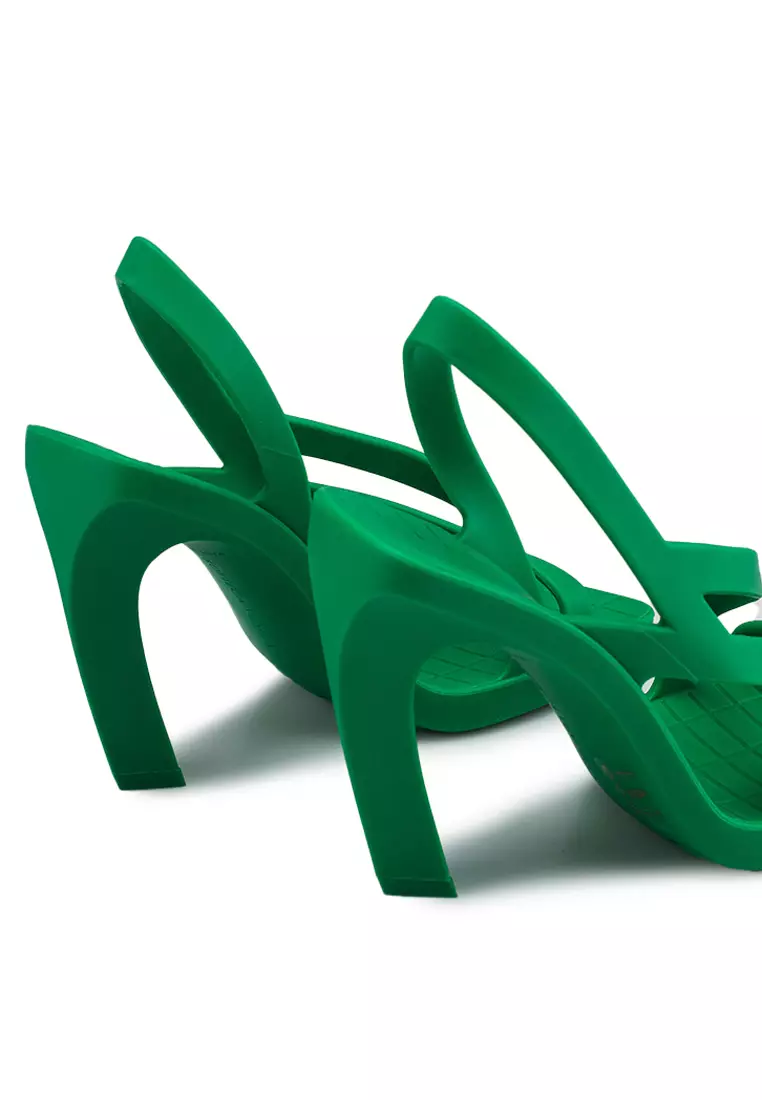 サンダル・ミュール BOTTEGA VENETA Grass green rubber Jimbo sandals Bottega Veneta Rubber JIMBO Sandals Heel 11 cm women