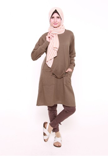 Line Studs Front Tunic Mocca