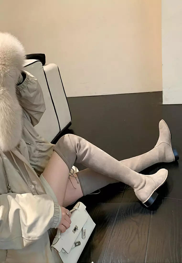 2.5CM Supper Skinny Elastic Suede Fabric Over Knee Boots XW5050-2