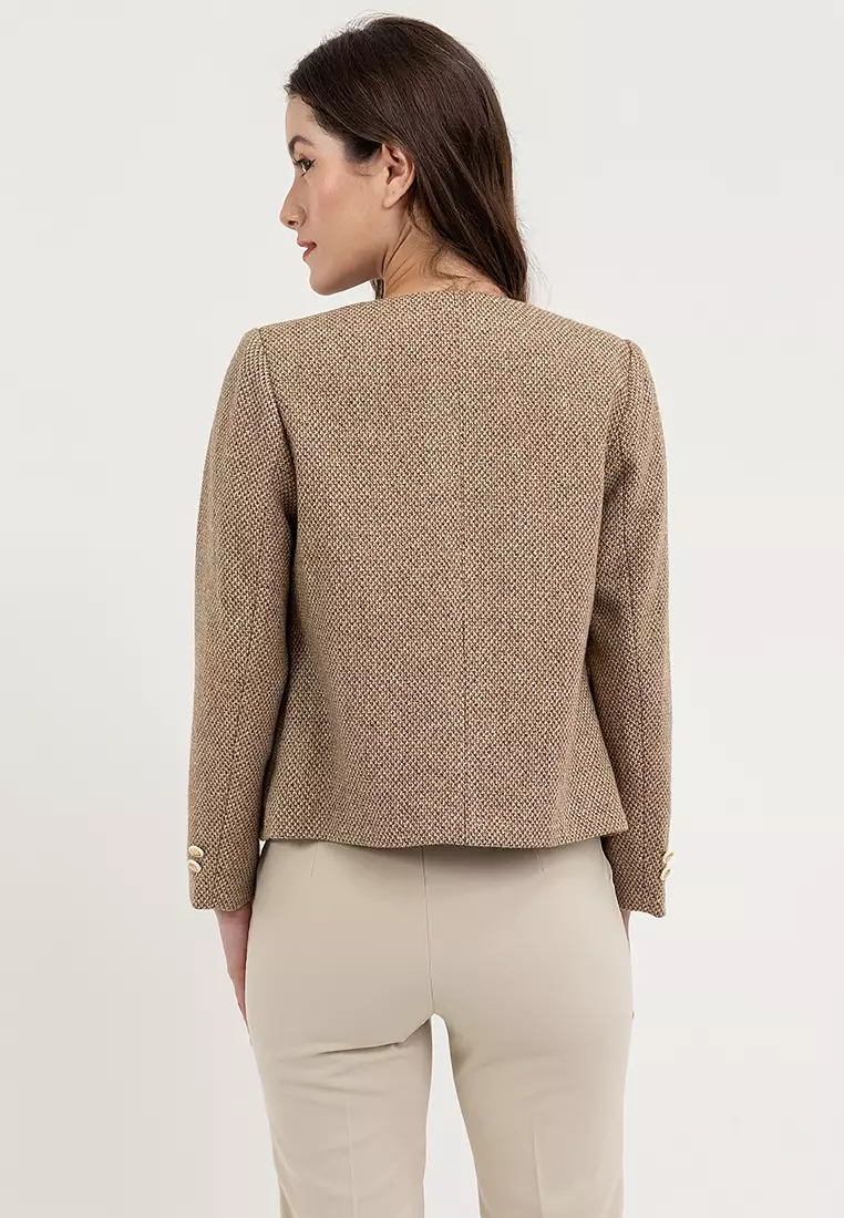 Collarless Tweed Blazer