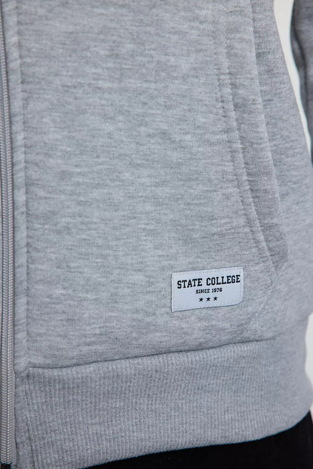 Basic Zipper Hoodie with Embroidered Label Patch