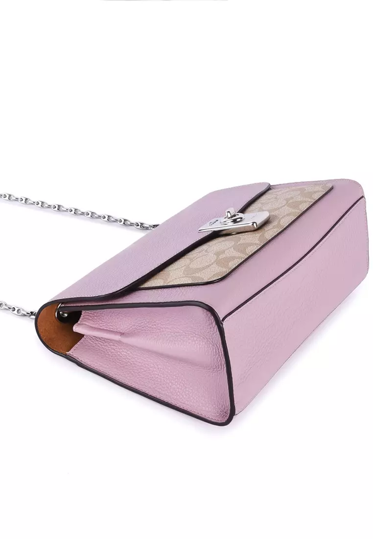 Lane Shoulder Bag In Signature Canvas - Light Brown/Ice Purple