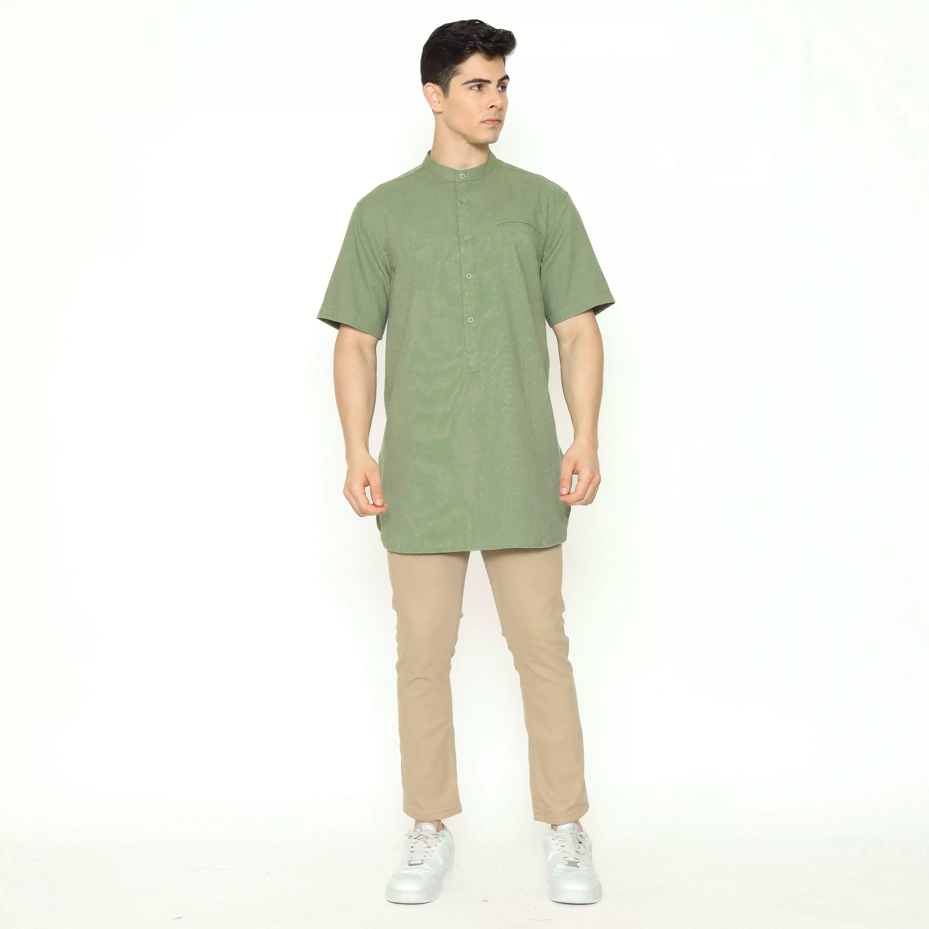 AMK Kemeja Koko Kurta Pria Lengan Pendek KK Nahawand S/s Sage Green