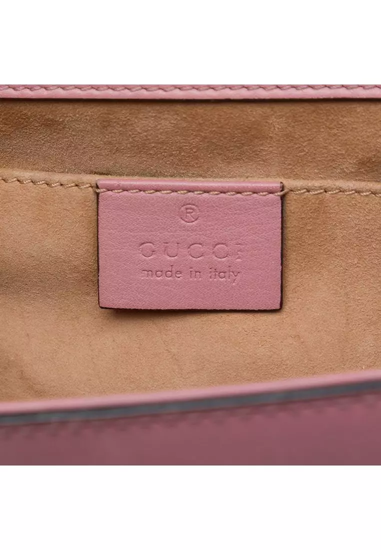 Pre-Loved Gucci Small Pearl Studded Leather Padlock Crossbody