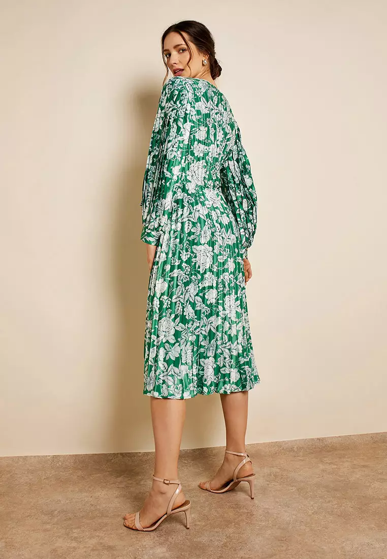 Dakota Leafy Floral Print Midi Dress