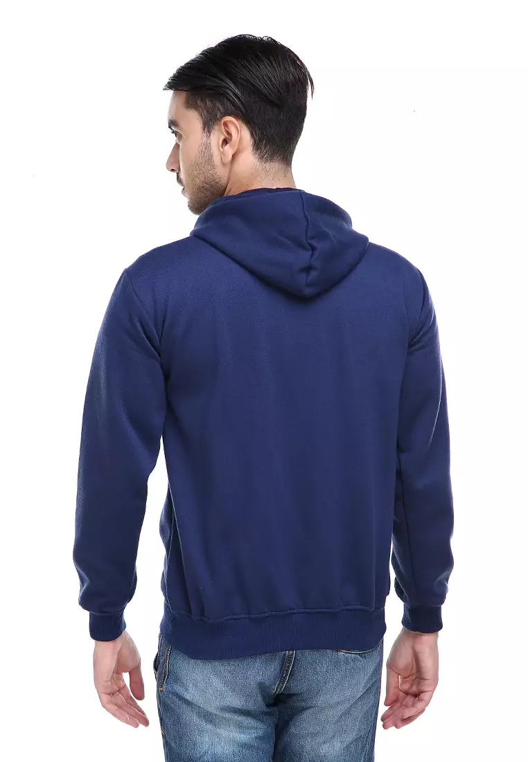 Clover Jaket Sweater Hoodie Polos Pria Casual Plain Jacket Material Fleece ORIGINAL - Navy