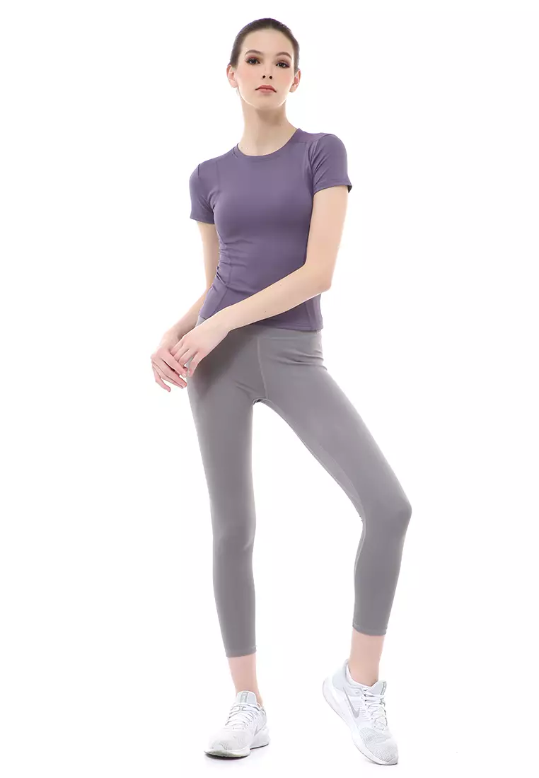 Mikayla Kaos Olahraga Wanita Simple Design Sporty T-Shirt Lengan Pendek Material Polyester ORIGINAL - Purple