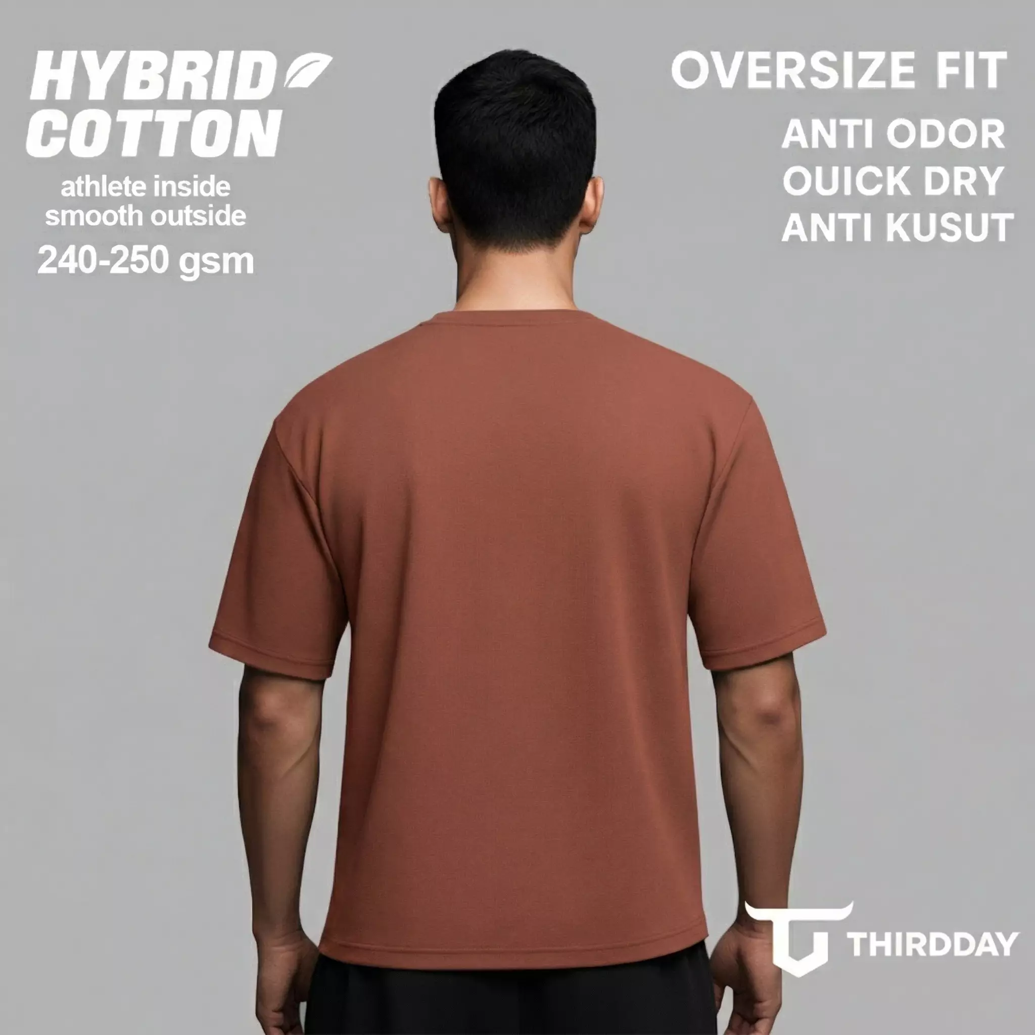 THIRDDAY Kaos Oversize Gym Tebal 250gsm Hybrid Cotton Polos arabian spice MTY97