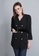 IDEAL  CREATIONS black Long Blazer Double Breasted V Neck Long Sleeves Blazer Black with Gold Button Ariana F8C0EAA19287B2GS_7