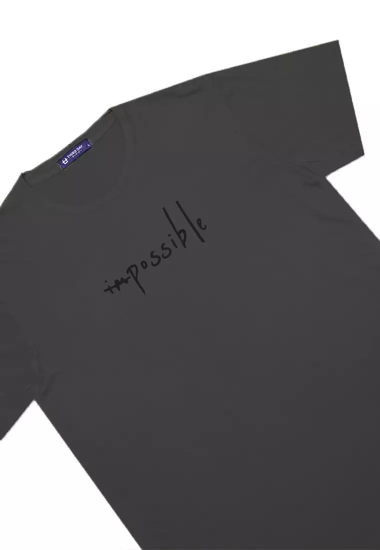 MTW36 Kaos Lengan Pendek Simpel Pria Instacool "im possible" abu