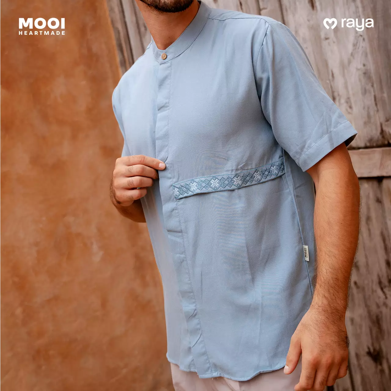 Mooi Atasan Pria Kemeja Pria Raya Collection Gaffi Koko - Classic Blue