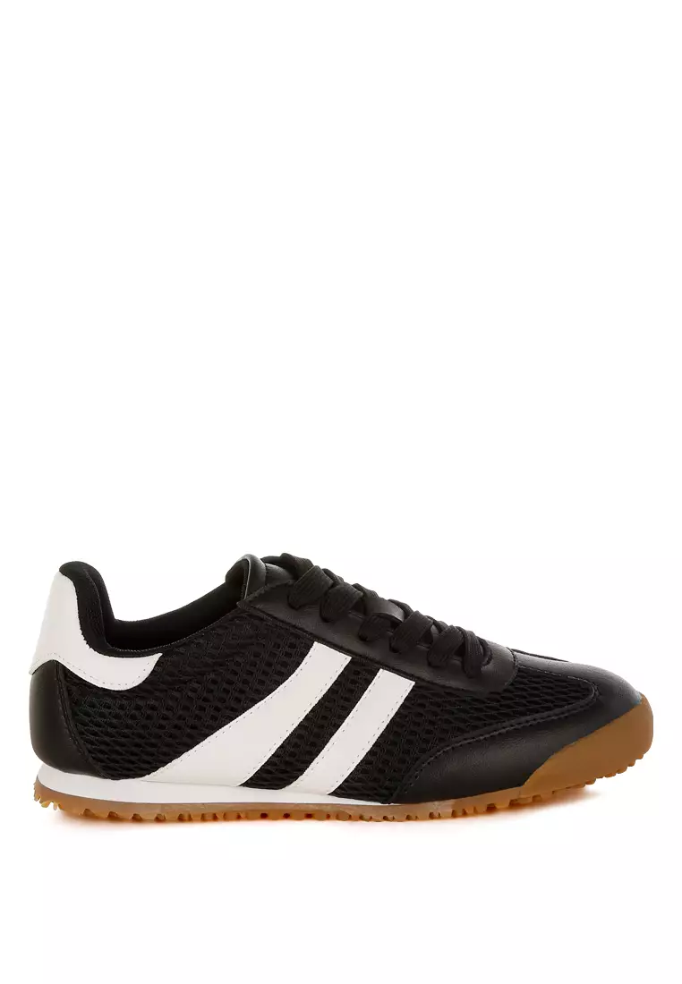 Discount on London Rag  shoes - SKU: Casual Striped Lace-Up Sneakers in Black