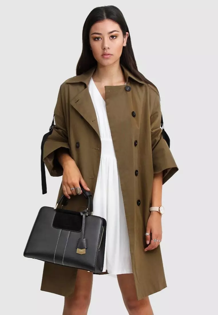 Belle & Bloom Russian Romance Oversized Trench Coat  in Military